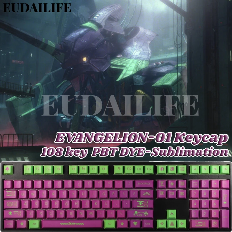 

Anime EVA 01 Ikari Shinji 108 Key PBT DYE Sublimation Cherry Profile MX Cross Axis Switch Keycap Mechanical Keyboard Otaku Gift