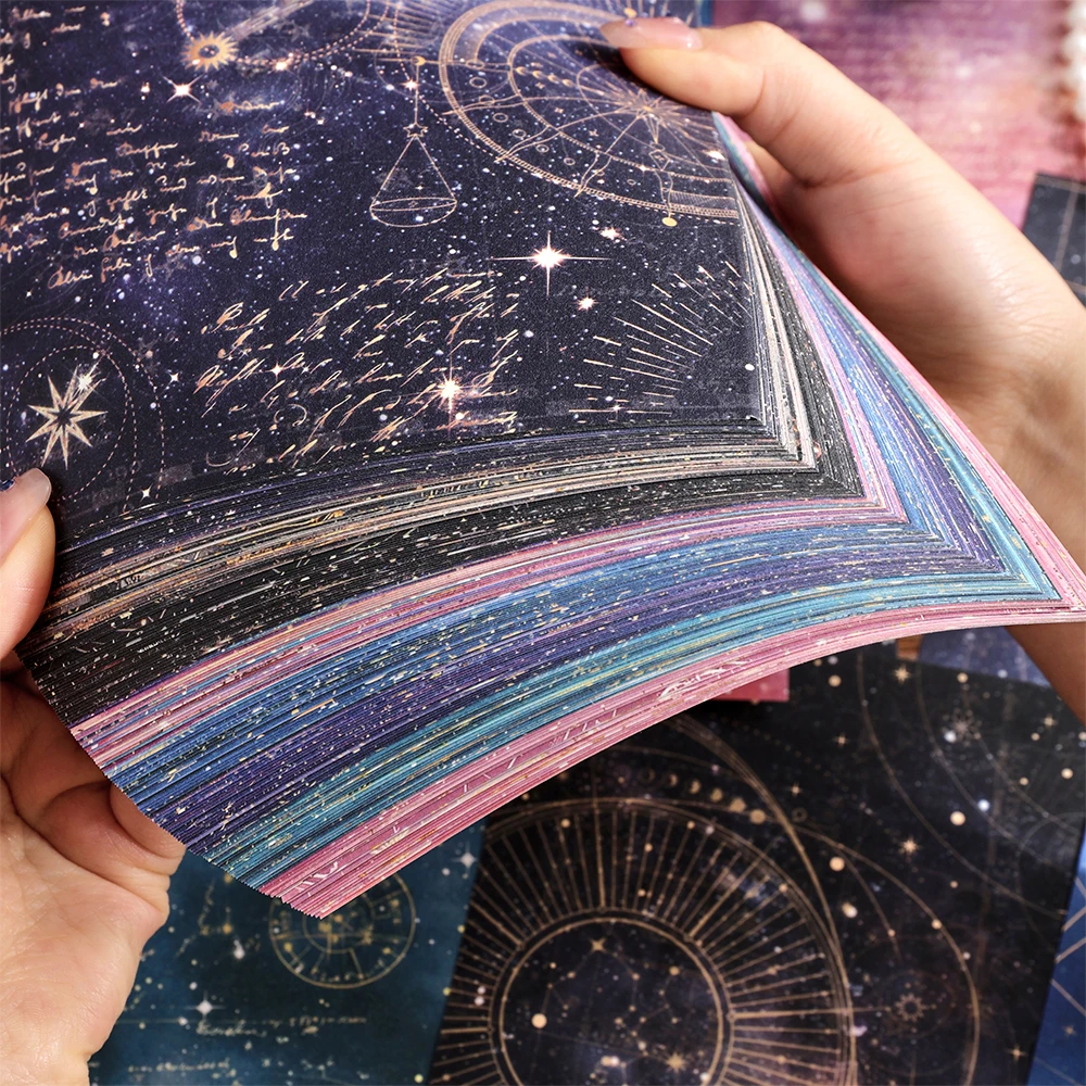 160 ورقة خمر السماء المرصعة بالنجوم قصاصات ورقية غير لزجة كبيرة الحجم صفحات الزخرفية مع 160 تصميمًا فريدًا للمجلات غير المرغوب فيها #5
