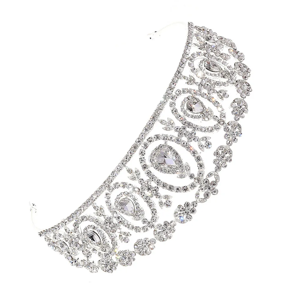 1 szt. Korona ślubna z kryształkami, barokowa tiara z kryształami, opaska do włosów, elegancka ozdoba na głowę dla kobiet, dziewcząt, druhen, na wesela