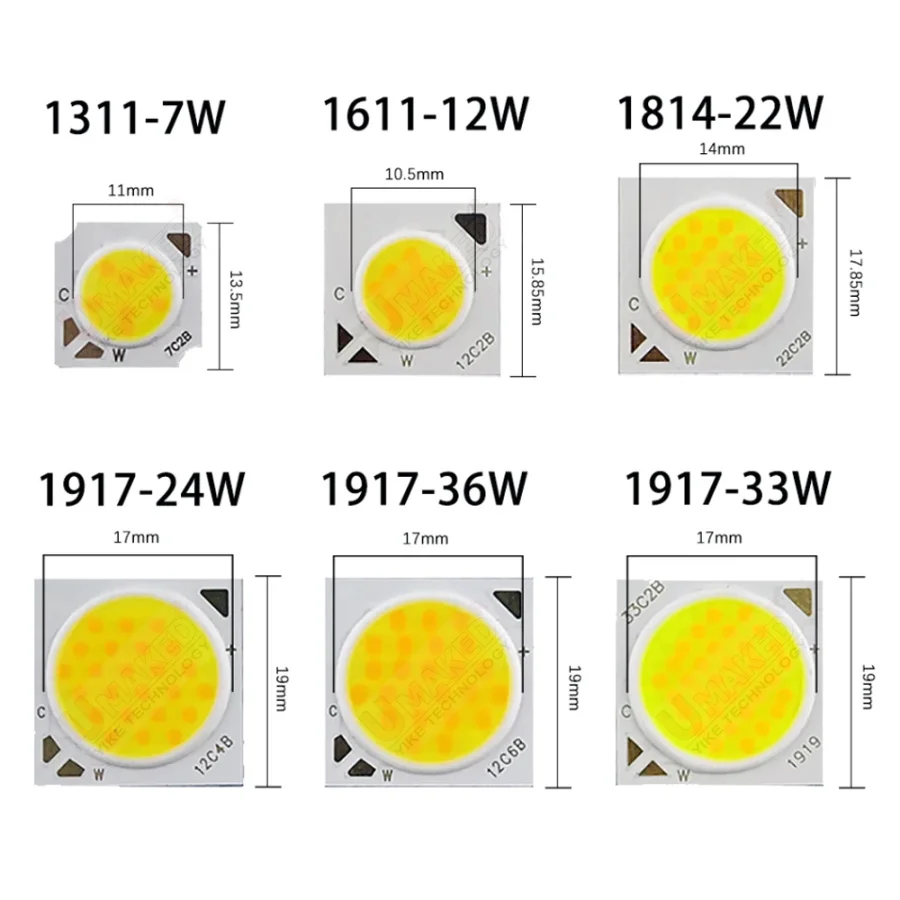 Imagem -02 - Cob Led Chip para Downlight Dual Color Lâmpada de Temperatura Beads Ajuste Fonte de Luz Ra80 7w 12w 24w 36w 10 Pcs Lote 1311 1920