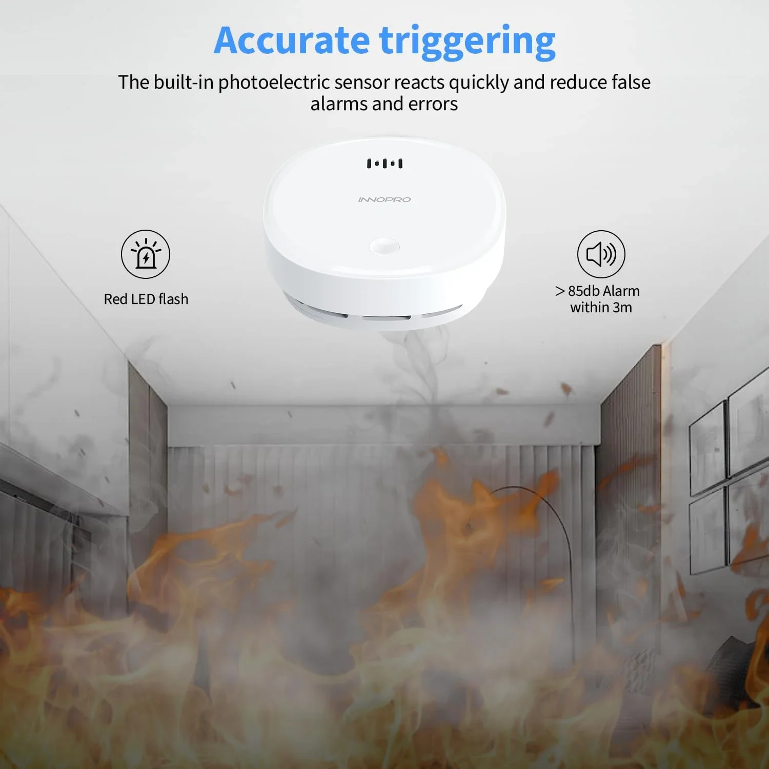 Tuya-alarma de humo WiFi para el Hogar, Detector de humo de protección contra incendios, sistema de Seguridad para la cocina, Sensor de sonido, alerta de Seguridad