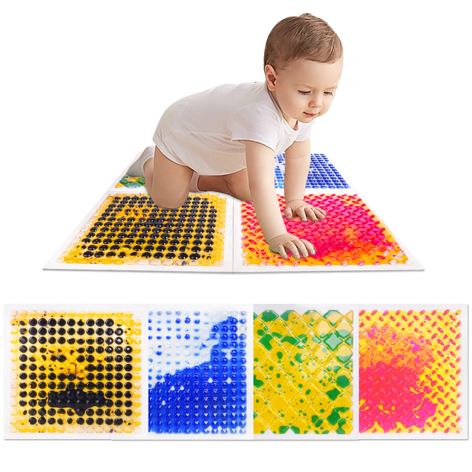 

Сенсорная плитка Flor Toys для малышей в разноцветных сенсорных подушечках для дошкольников, 4 шт.