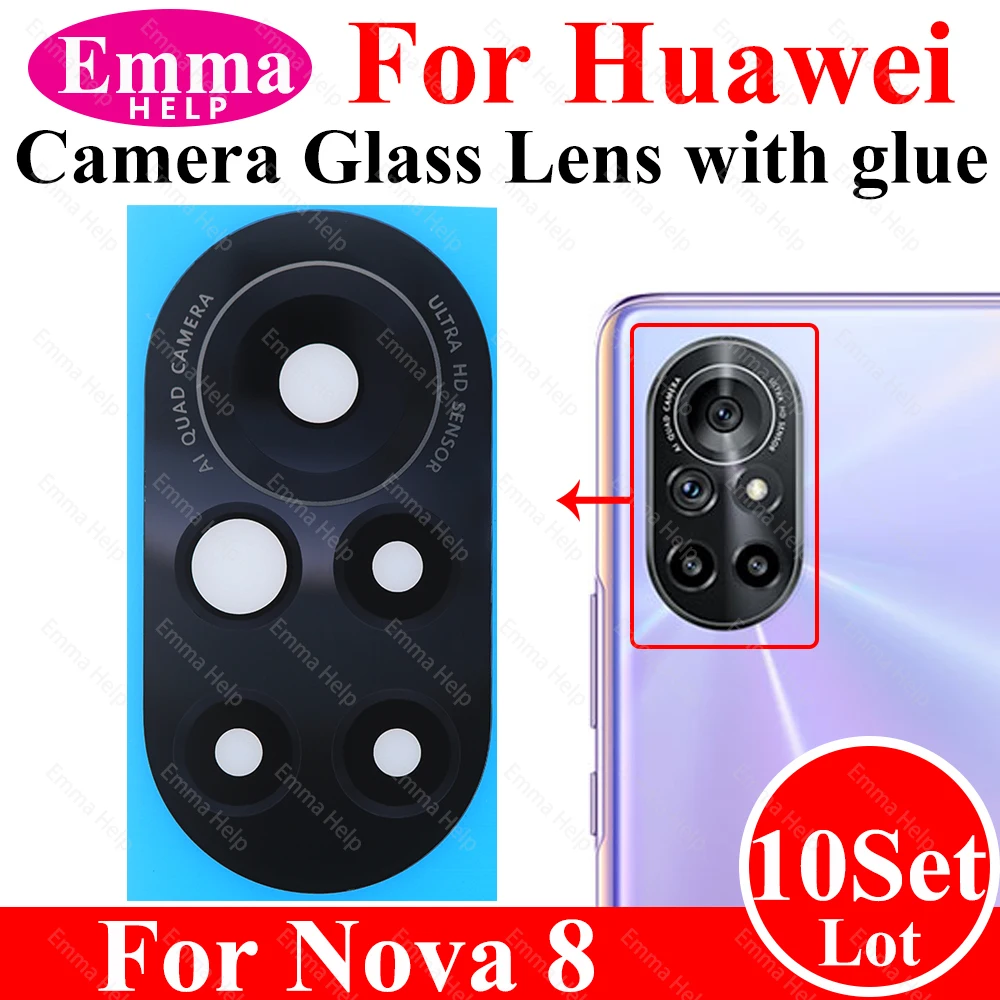 Camera Glass Lens For Huawei Nove 5 Pro 6 7 SE 7i 7 8 Pro 4E Back Rear Camera Lens With Adhesive Sticker Glue Phone Accessories