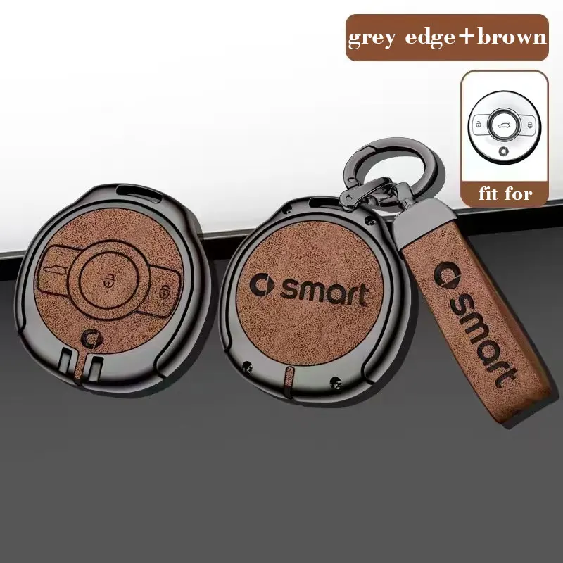 Car Remote Key Case Cover Protective Keychain zincalloy PU leather For Mercedes-Benz SMART BRABUS Fortwo 450 451 453 Accessories