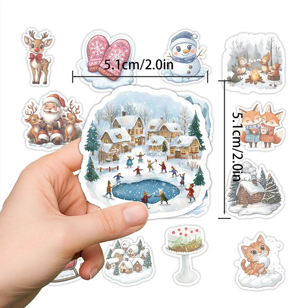 50PCS Nette Winter Weihnachten Schneemann Elch Aufkleber Cartoon Aufkleber Sammelalbum Gepäck Telefon Koffer Fahrrad Kinder Spielzeug Wasserdichte Geschenke