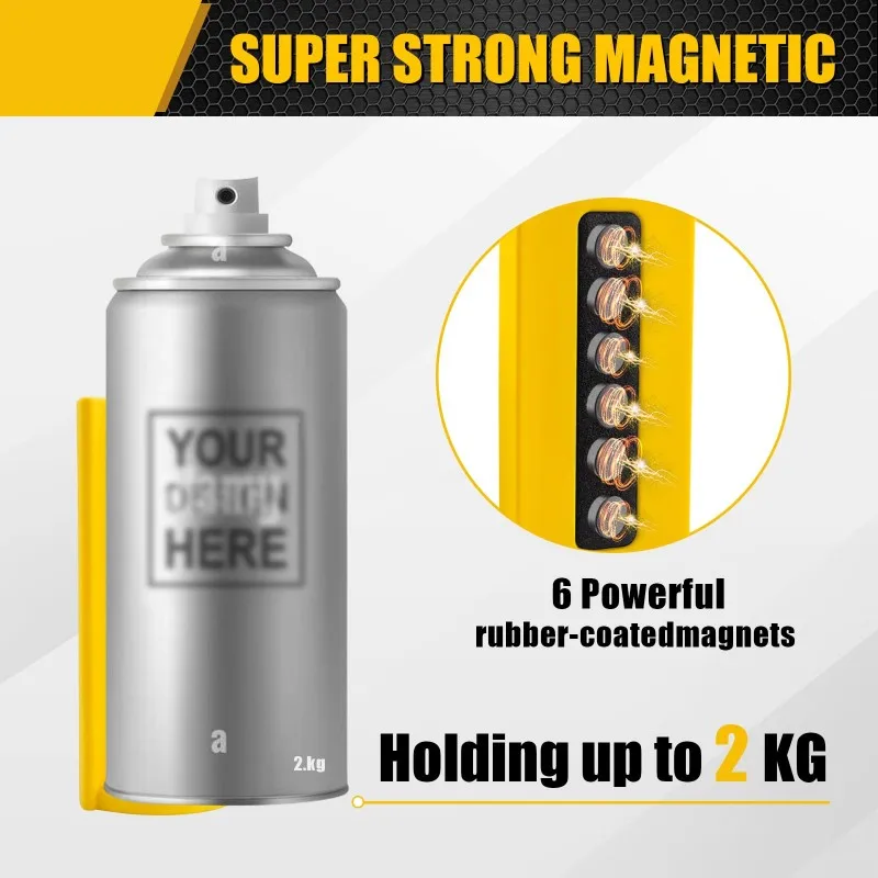

N04R Spray Can Wall Mount Organizer 2PCS Magnetic Aerosol Spray Can Holder Paint Can Bottle Rack For Garage, Tool Box