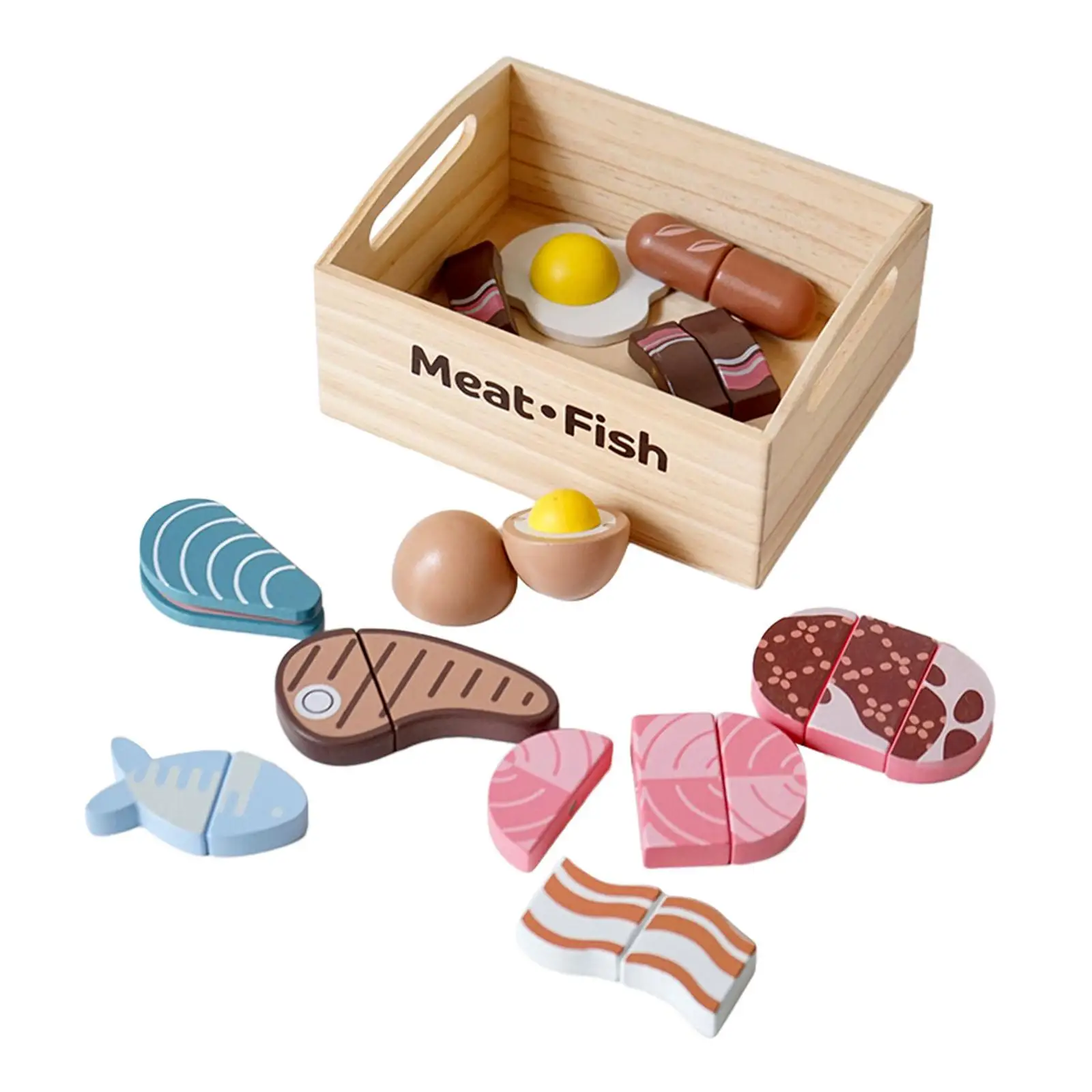 

Wooden Play Foods Set Montessori Toy Pretend Play Kitchen Toys for Boys Girls