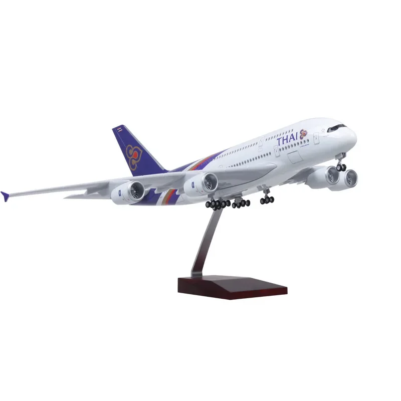 2025 New 46cm Thai Airways A380 Resin Aircraft Model Aviation Ornament Souvenir Model Airplane With Light Collection Decoration