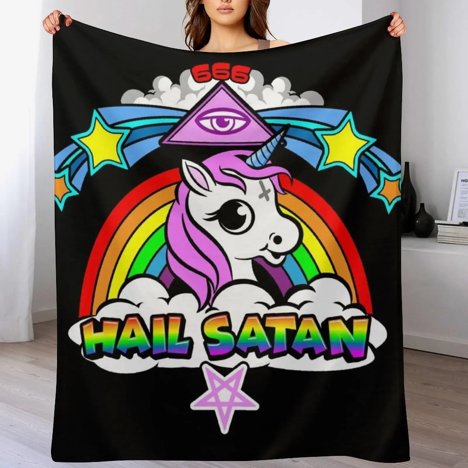 

HAIL SATAN Throw Blanket Fade Resistant Durable Throw Blanket