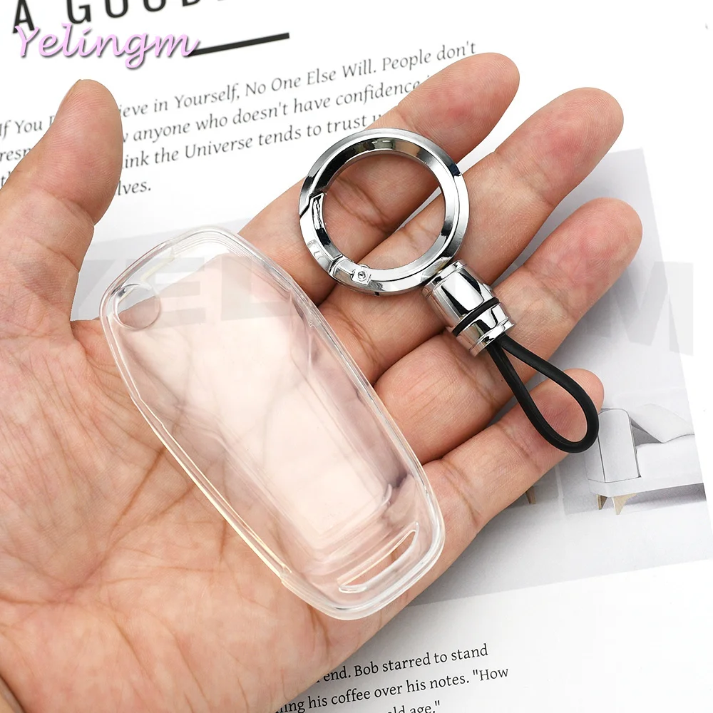 Transparent TPU Key Case Suitable for Ford Ranger 2018 2021 2023 High-end Genuine Leather Car Keychain Shell Accessories