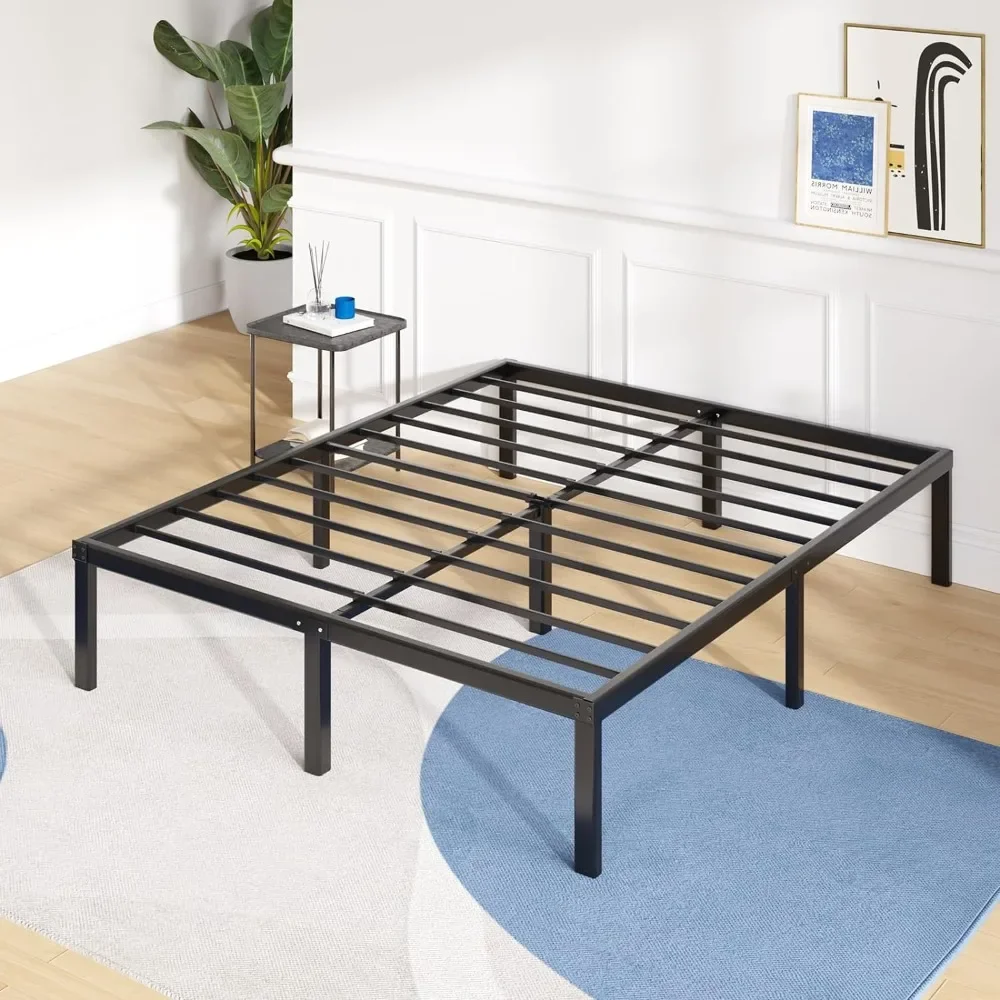 Bed Frame - 14 Inch High Metal Platform Bed Frame Queen Size with Storage Space Under Bed, Heavy Duty Steel Slat Support