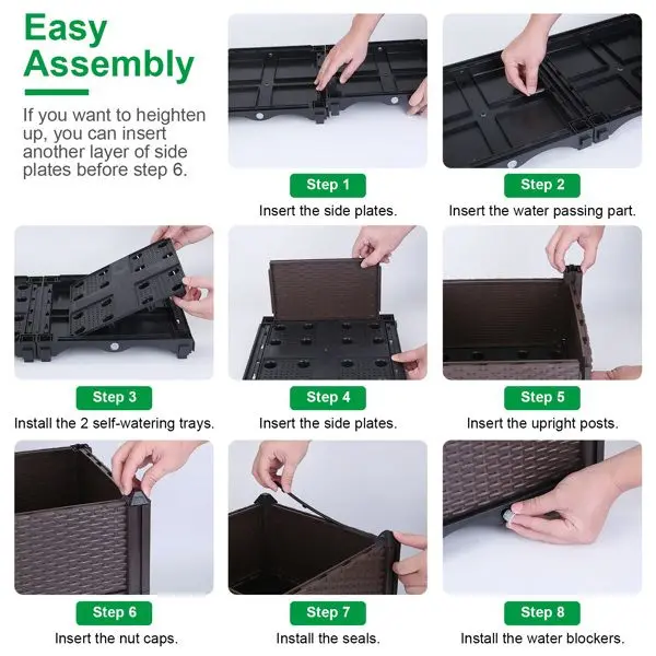 أثار حديقة السرير زارع للنباتات في الهواء الطلق صندوق المزارعون البلاستيكية مرتفعة صناديق الحديقة أواني النباتات من حديقة فناء شرفة سطح السفينة #5