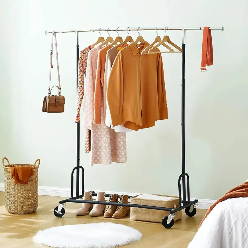 

Foldable hanger with wheels and extendable pole hangers for clothes laundry