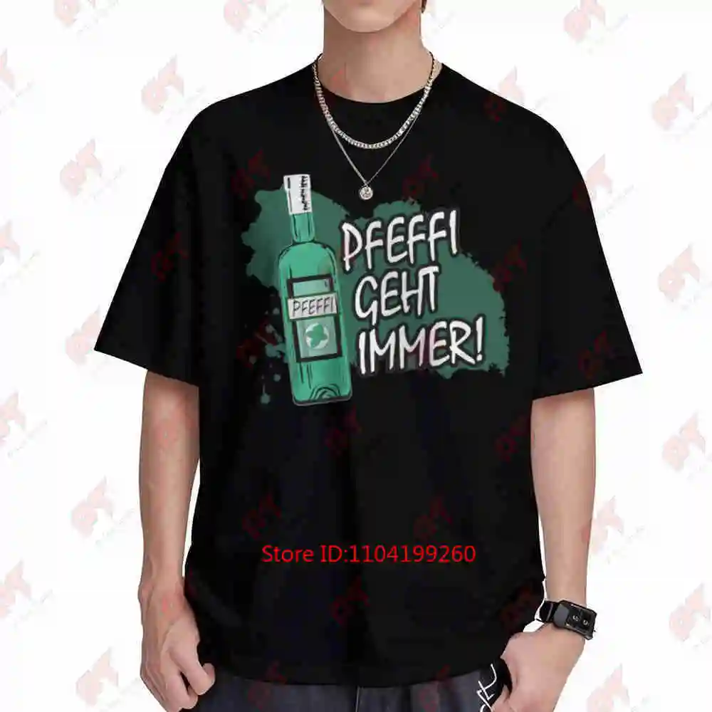 Pfeffi Geht Immer Peppermint Liqueur Short Sleeve Tee 100% Cotton T-Shirt