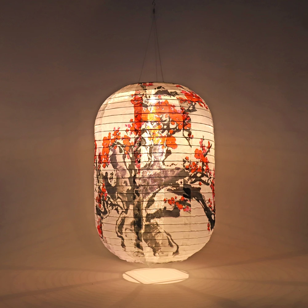 10นิ้ว/25ซม.กันน้ำ LED พลังงานแสงอาทิตย์ผ้าญี่ปุ่นโคมไฟกลางแจ้งเทศกาลงานแต่งงาน Garden แขวนโคมไฟตกแต่ง