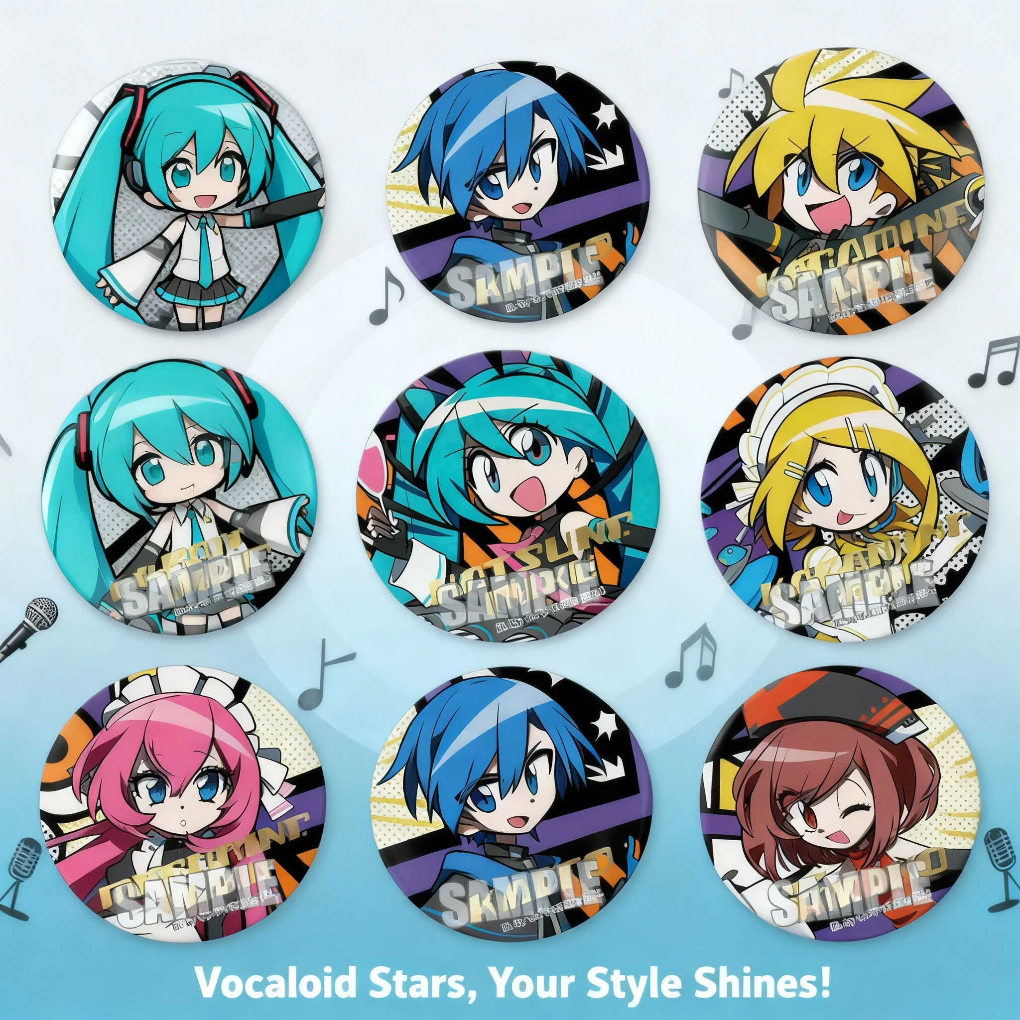 

Значки и броши с аниме-персонажами Miku: Q-версия Хацунэ Мику, Кагамине Рин, Лен, Лука, Кайто, Мейко. Милые мультяшные персонажи.