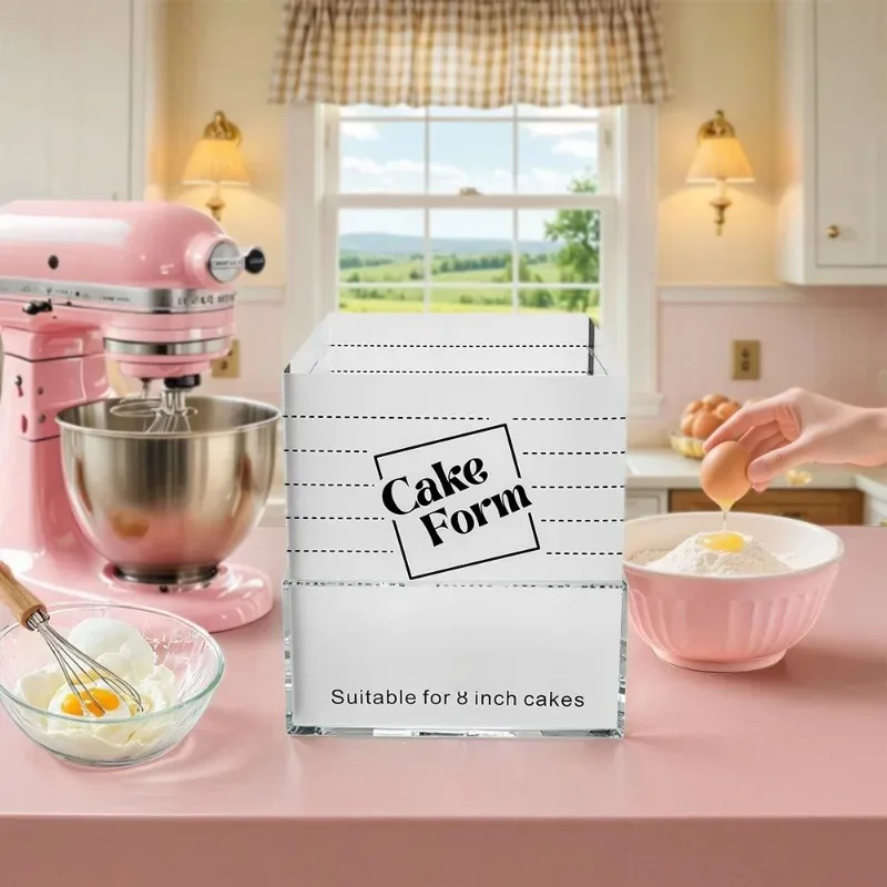 

Adjustable Square Cake Ring Mold Retractable Mousse Pastry Ring With Scale Acrylic Reusable Baking Cake Decorate Tools