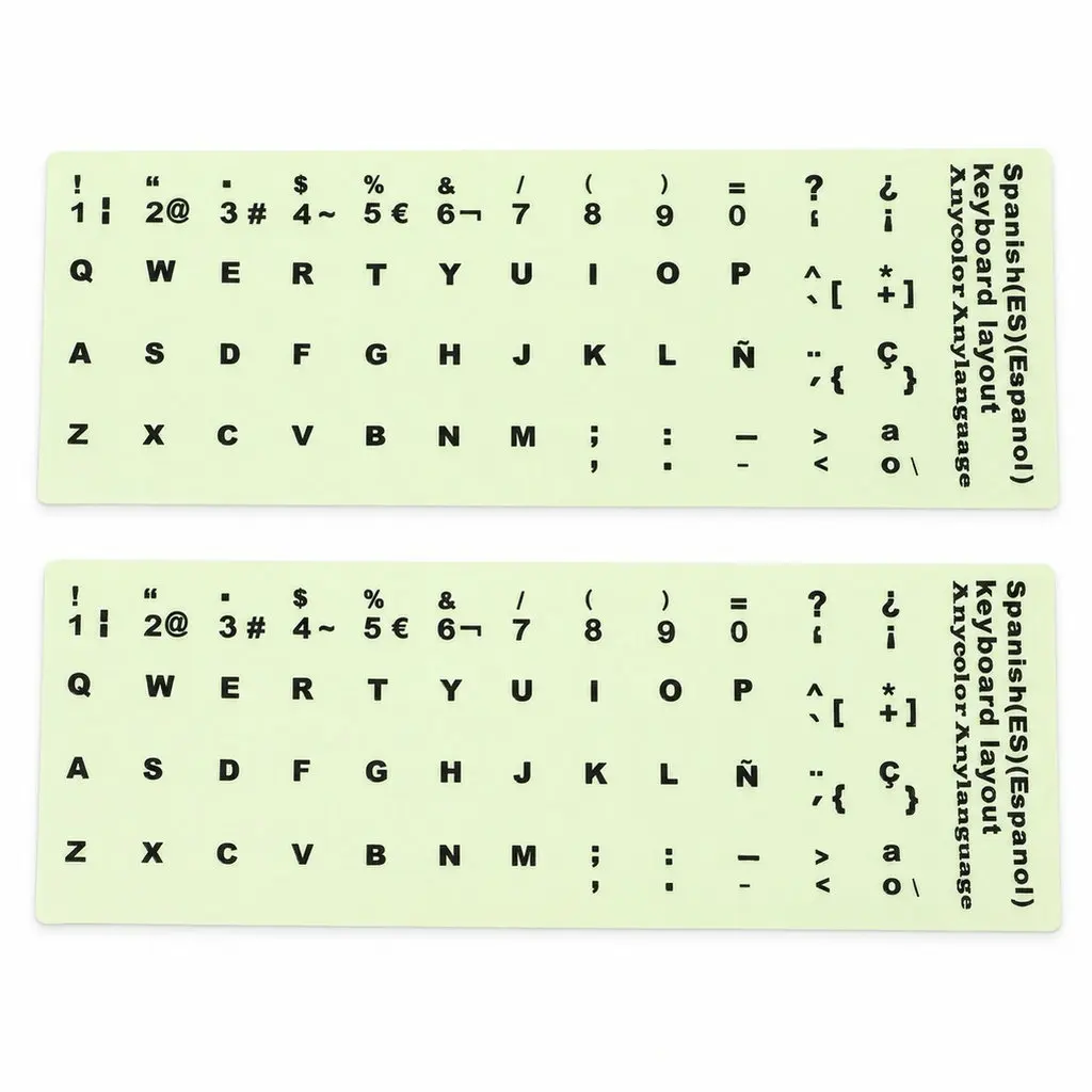2Pcs Glow in The Dark Keyboard Letter Stickers Ultra Thin Replacement Keys for Laptop Desktop Notebook Easy Application Wear