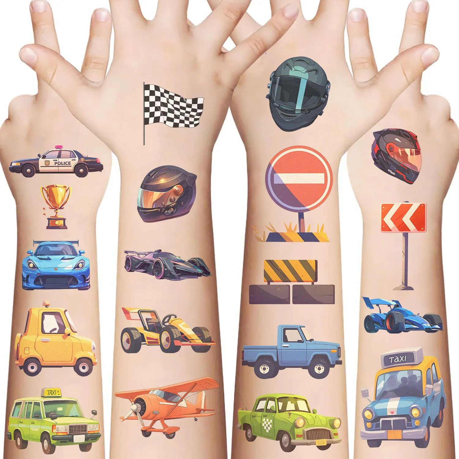 

Kids Temporary Tattoo Stickers Waterproof Cute Car Boat Airplane Design Fun Non Toxic for Party Favor Gift