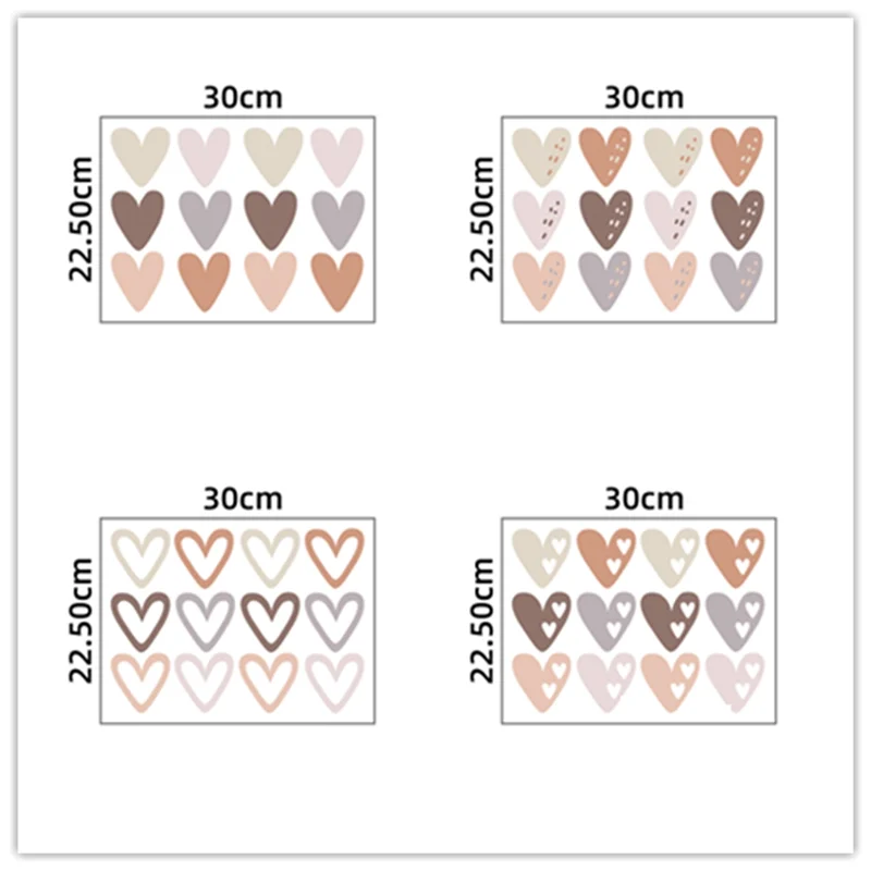 -RRKK 144PCS 하트 Bohemianstyle Boho 자체 접착 벽 스티커 세트 하트 모양의 장식 스티커 세트 키트