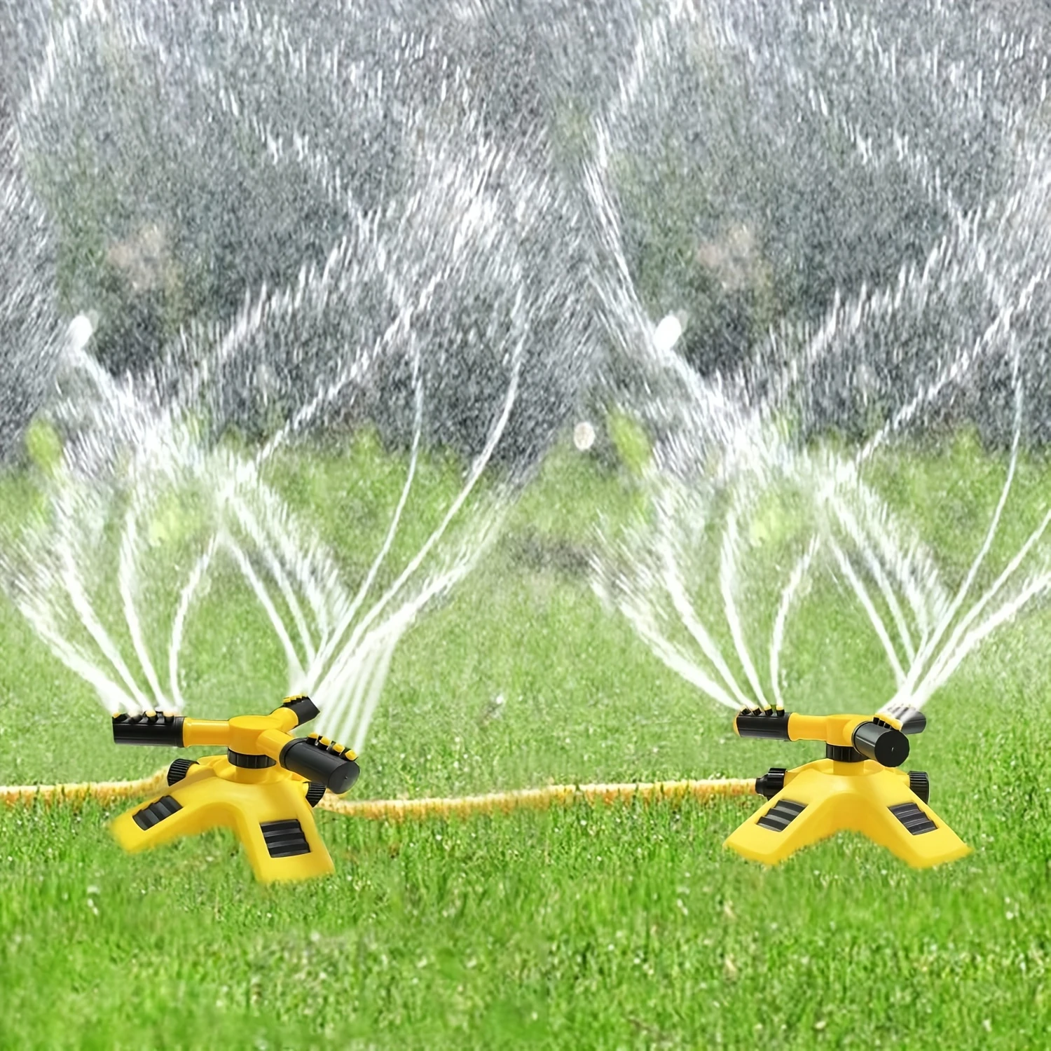 Set Easy-to-Install Automatic Lawn Sprinkler with 3-Arm Rotation, Wide Coverage & Irrigation, Ideal for Garden Watering & Roof C