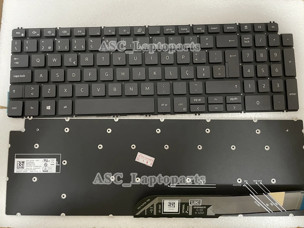 

New Portuguese Teclado Keyboard for DELL Inspiron 7590 2 in 1, 7591 2 in 1 BLACK, no Frame, NO BACKLIT