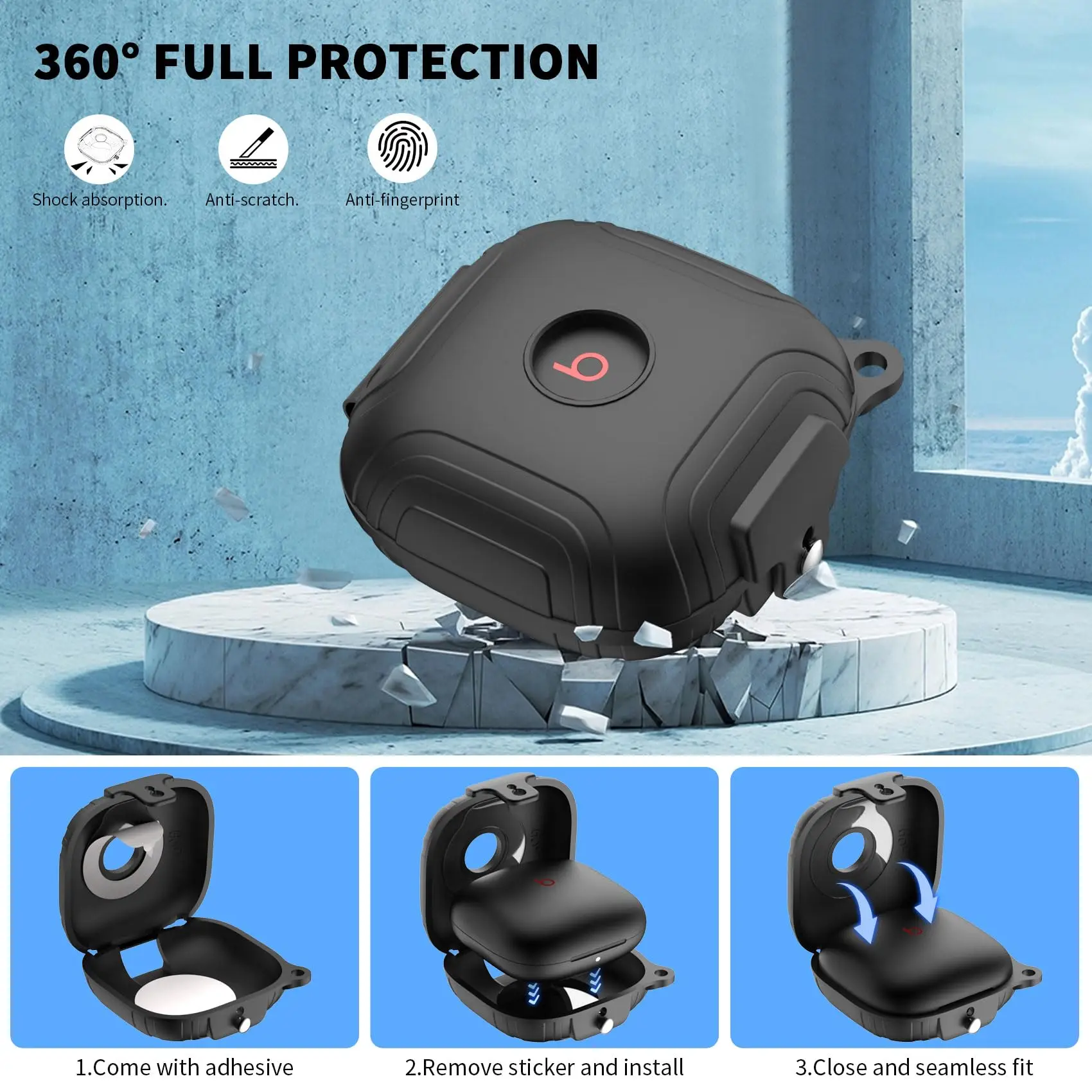 애플 비츠 핏 프로용 케이스, 실리콘 보호 이어버드, 분실 방지 랜야드 키체인 포함, 충격 방지 케이스, 2021