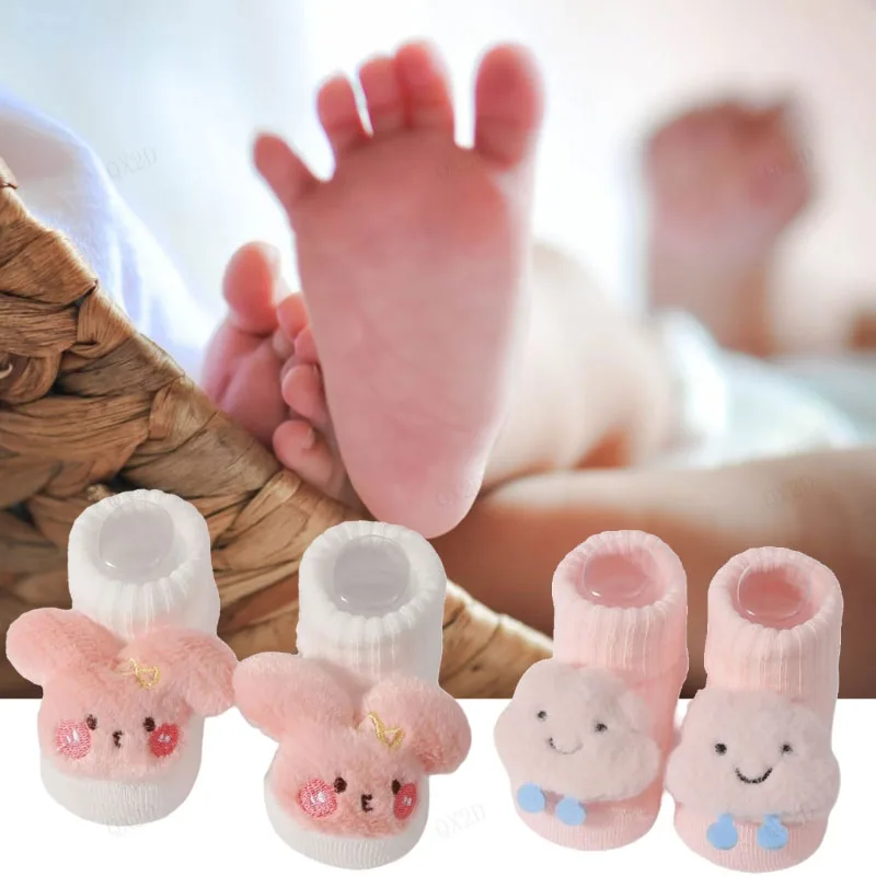2 Pair Toddler Knit Socks Cotton Cartoon Designs Baby Socks Infant Knitted Socks