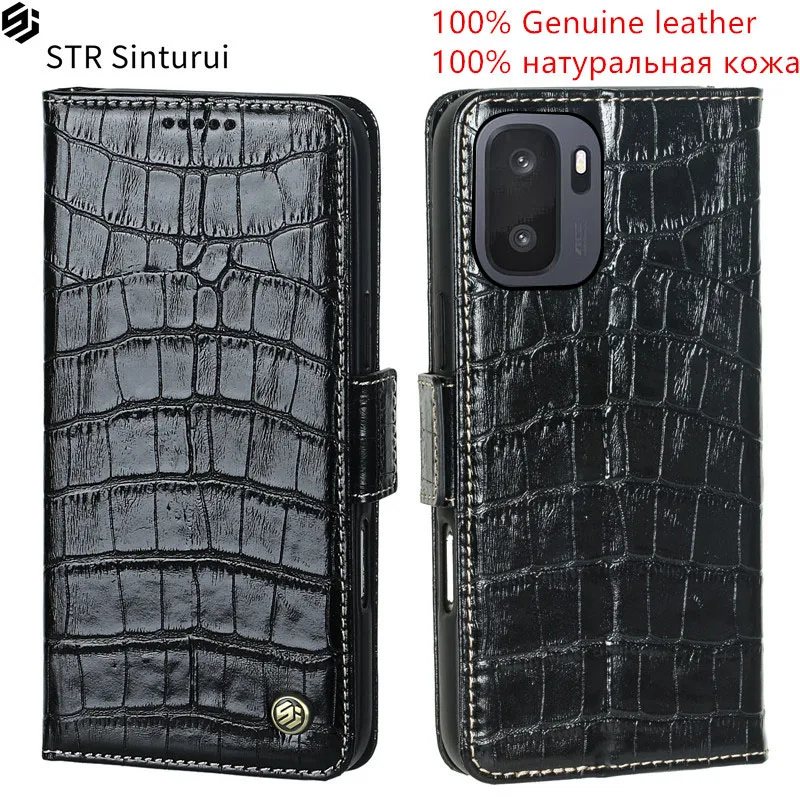 

STR 100% Genuine crocodile grain leather card Slot Wallet Cover For OnePlus Ace 6 Ultra Magnetic skin Flip shockproof phone Case