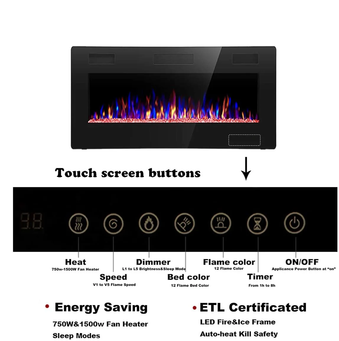 Ultrathin 42 Inches Cheap Artificial Electric Fireplace With Heat