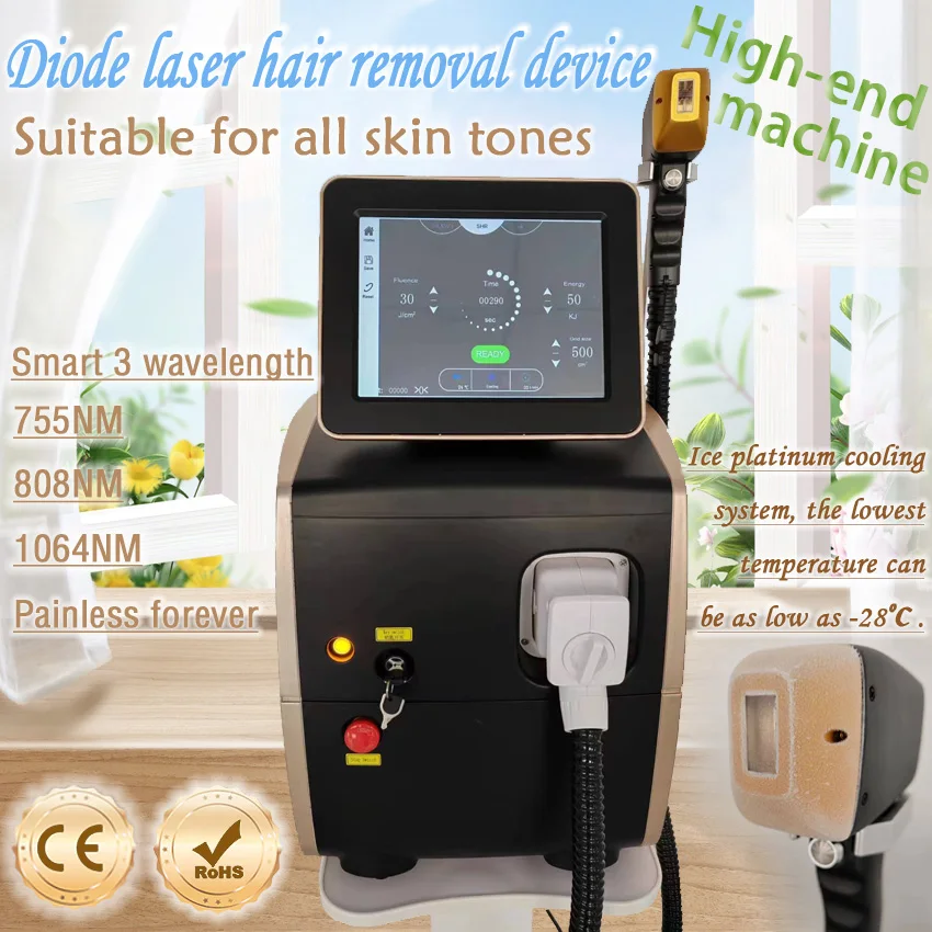 

Depiladora Laser Painless Permanent Hair Removal Diode Laser Hair Removal Machine Smart 3Wavelengths Suitable For All Skin Tones