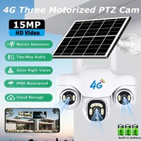 V380 PRO Three PTZ Lens 4G Solar Camera HD 15MP Outdoor Waterproof CCTV Night Vision Two-Way Audio Camera Mobile Tracking IP Cam