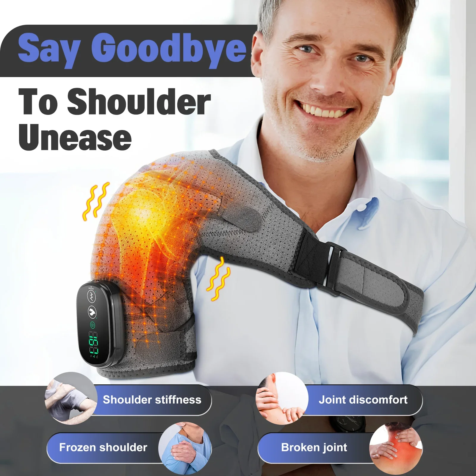 

Женский и мужской портативный вибрационный бандаж для здравоохранения, поддерживающая обертка с подогревом, массажный пояс, массажер для плеч