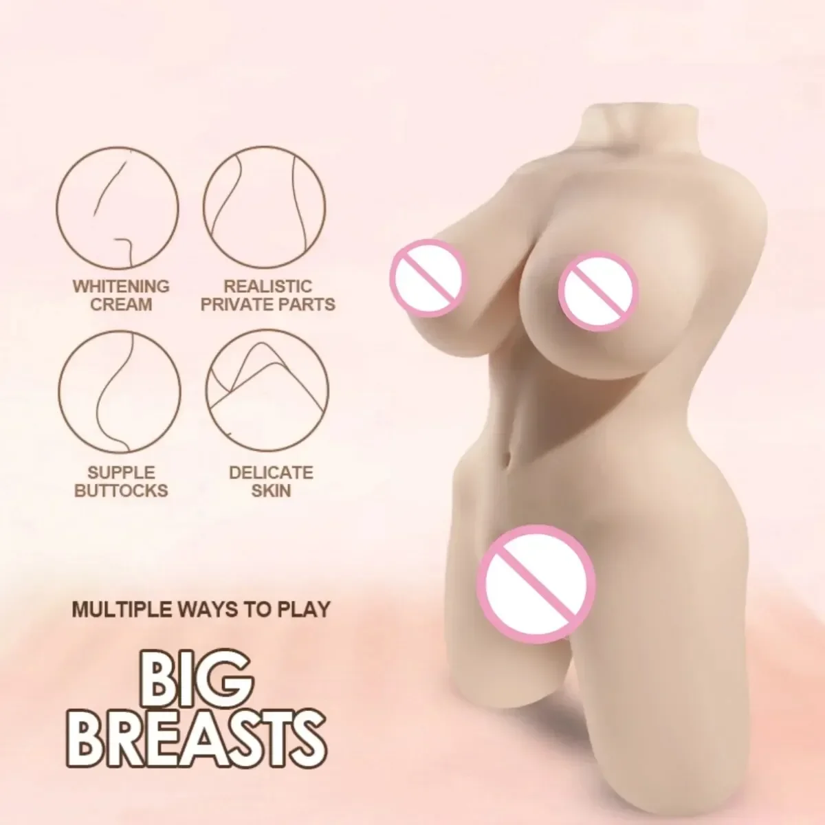 

Mini 1.56LB Sex Doll for Men Realistic Pocket Pussy Adult Doll Torso With Breasts 3D Textured Virgin Vagina Channel Sex Toys