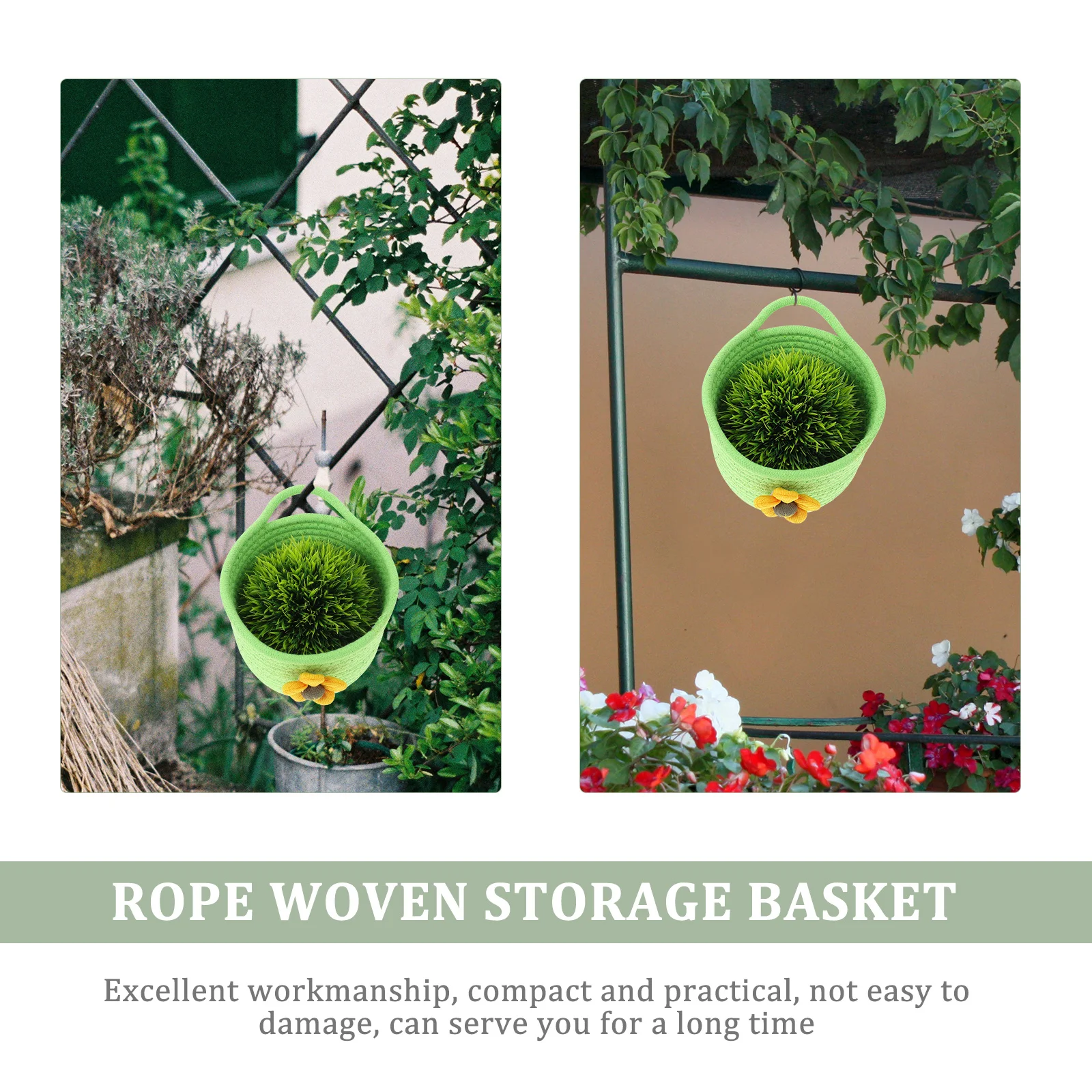 

1Pcs Soft Cotton Rope Desktop Basket Handwoven Hanging Storage Organizer Sundries Holder Decorative Wall Basket Flower Holder