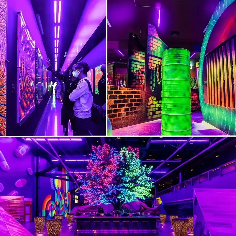50LED مصابيح إضاءة سوداء للأشعة فوق البنفسجية، تعمل بمنفذ USB، يمكن التحكم فيها بمفتاح، علبة بلاستيكية + سطح معدني، للحانات والحفلات النيونية، هال #3