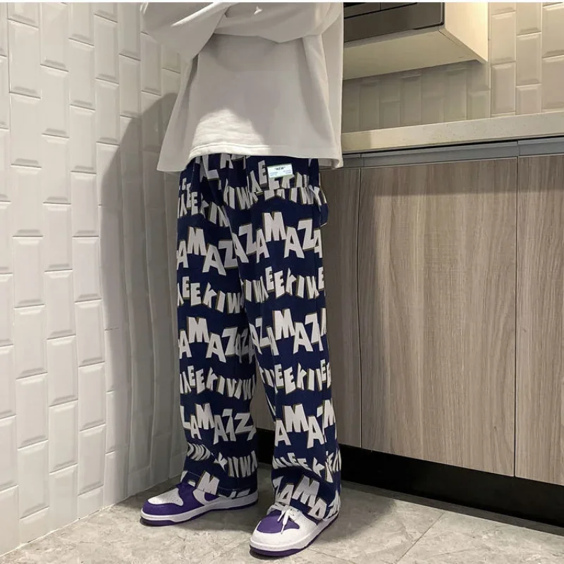 Pantaloni della tuta maschili pantaloni a gamba larga pantaloni della tuta dritti per uomo pantaloni Hip-hop nuovi articoli In pantaloni della tuta elastici Y2k Baggy