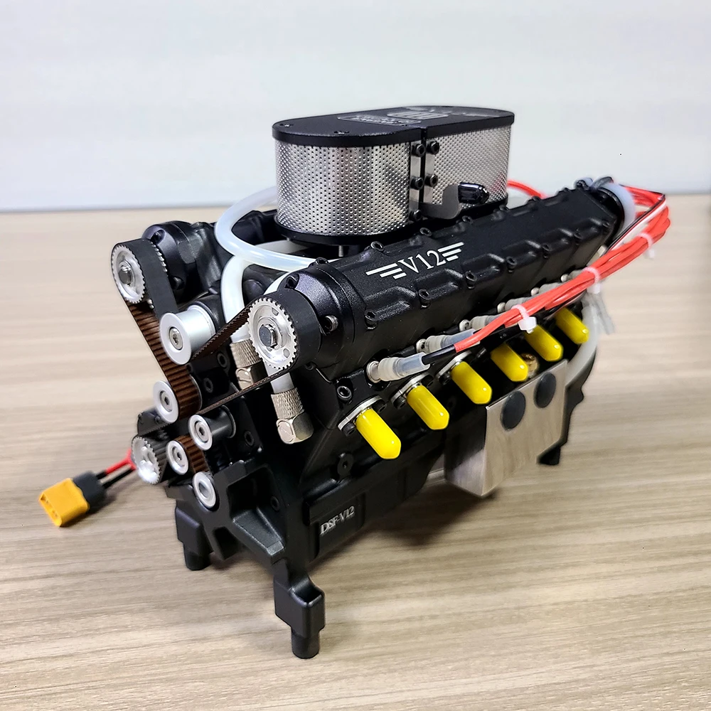 R-V12 Micro Methanol Engine Gasoline Model 49.89cc V12 Internal Combustion Engine Suitable for Modified RC Car Model Toy Gift