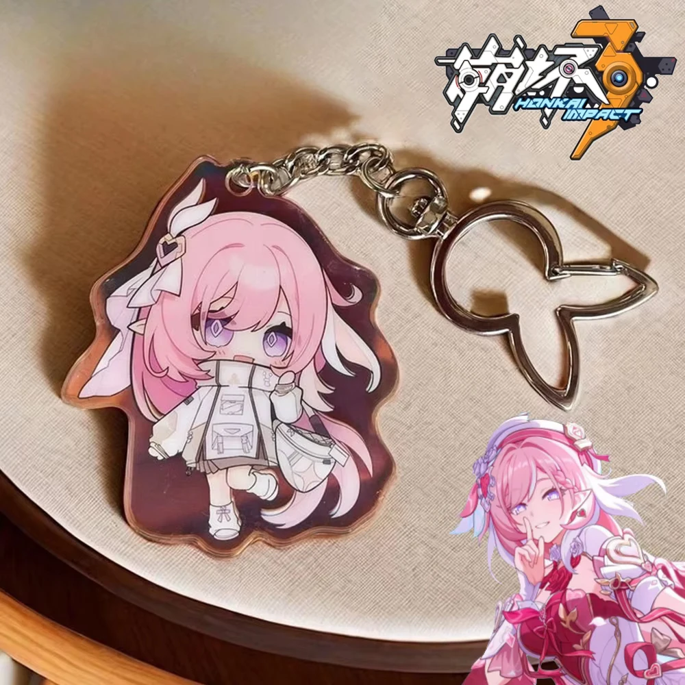 Game Honkai Impact 3 Elysia Cosplay Keychain Acrylic Key Chain Laser Keyring Bag Pendant Jewelry Accessories Prop