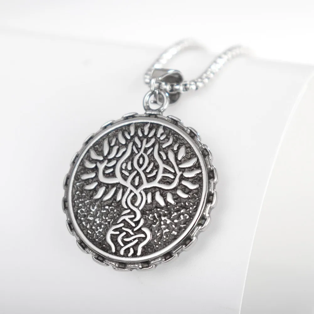 Vintage Viking Compass Celtic Tree of Life Pendant Charm Men's Necklace Christmas Gift Valentine's Day Gift Protector Jewelry