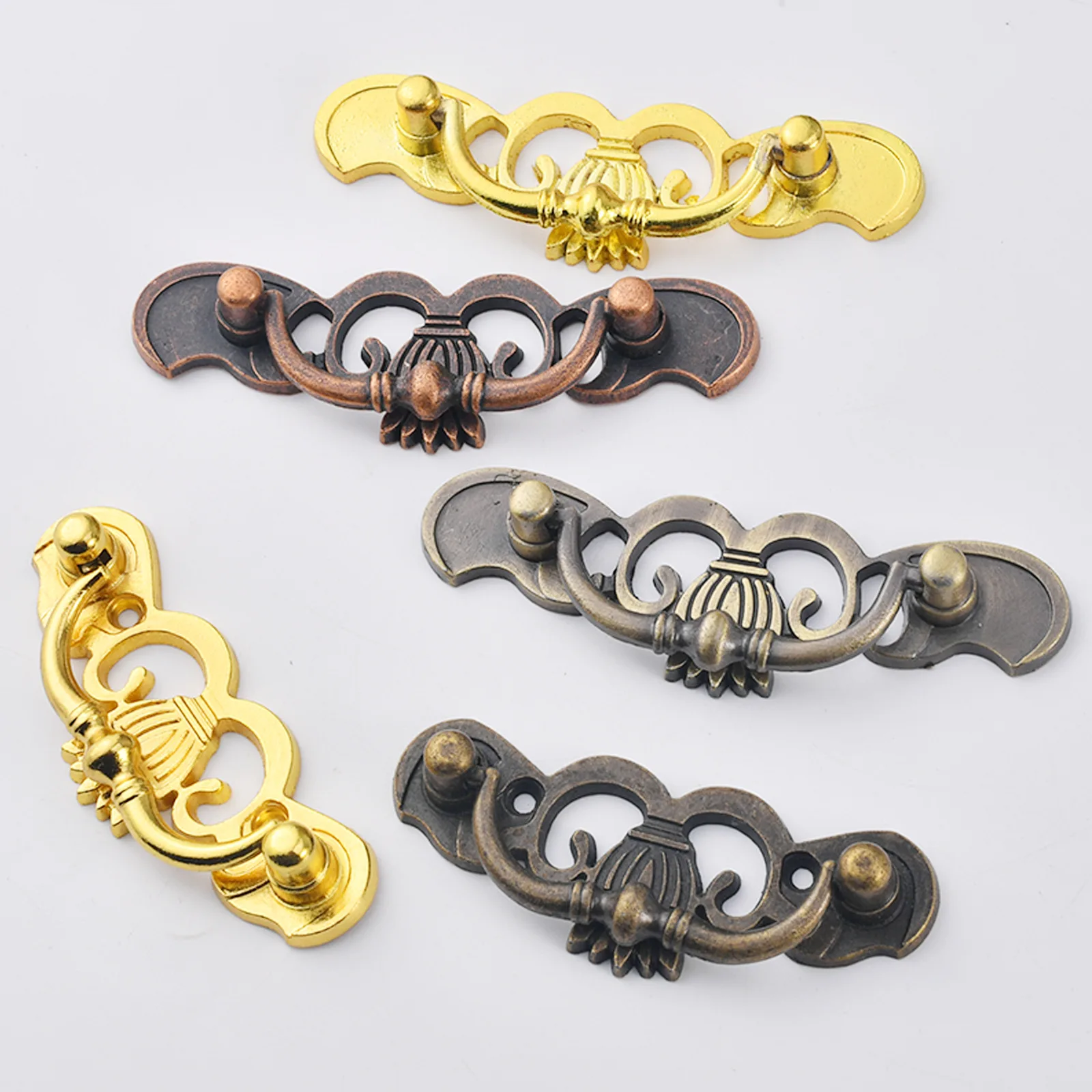 Bronze retro European classical old-fashioned furniture kitchen cabinet hanging ring handle shoe cabinet drawer zinc alloy handl