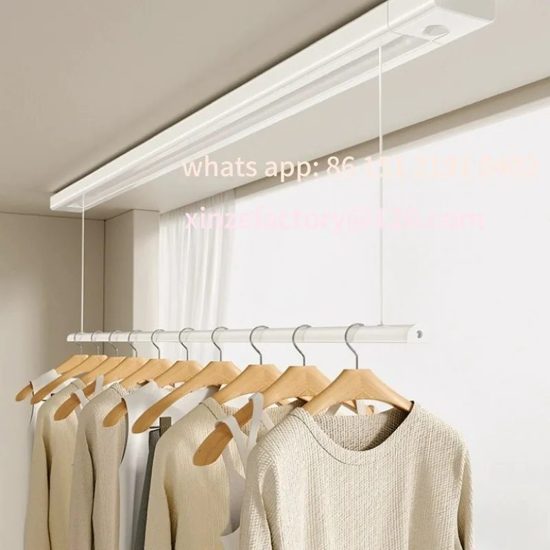 

Customizable telescopic ceiling drying rack Embedded invisible hand-pulled lifting drying rod