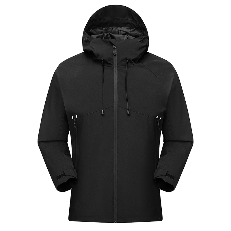 

new Men Autumn Winter Outdoor Single Layer Windbreaker Solid Hooded Hiking Jackets male Windproof Waterproof Outdoor Sport Coats