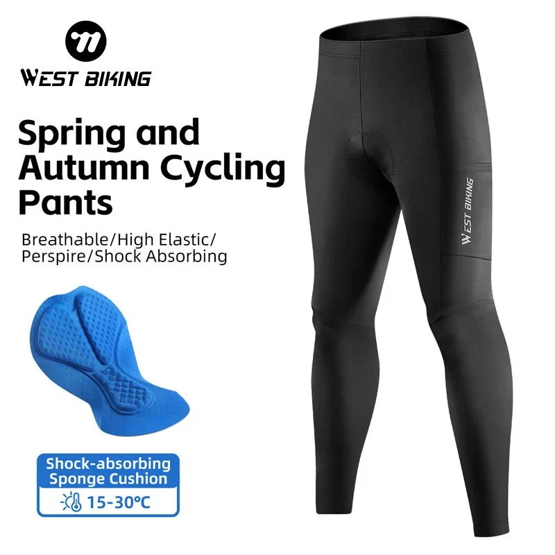 

WEST BIKING Cycling Pants 3D Padded Cushion Shockproof Riding Sport Pants Elastic Breathable Bike Long Tights Cooling Sport Gear