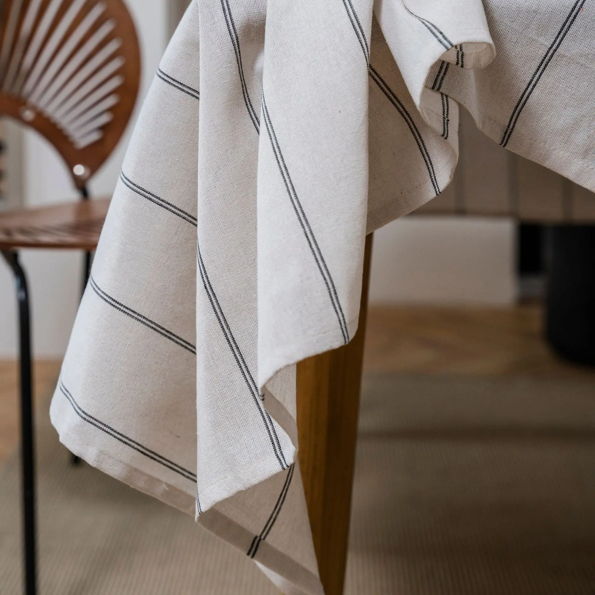 Скатерть в черную полоску, скандинавская хлопковая и льняная прямоугольная скатерть для стола, кофе, чайного столика, чехол для свадебного домашнего декора