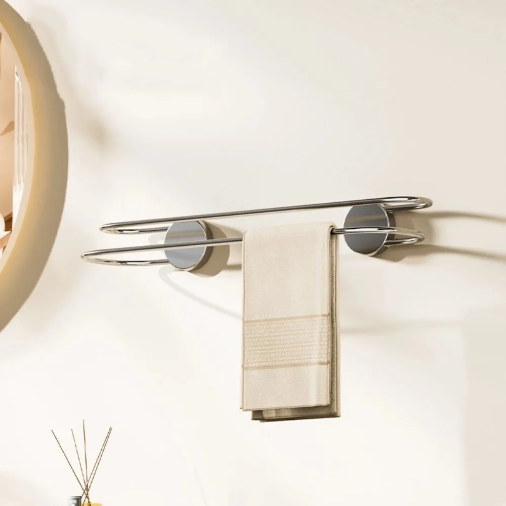 

Wall Mounted Suction Cup Towel Rack Rustproof Space Saving Stainless Steel Towel Rack Corrosion-Resistant No Punching