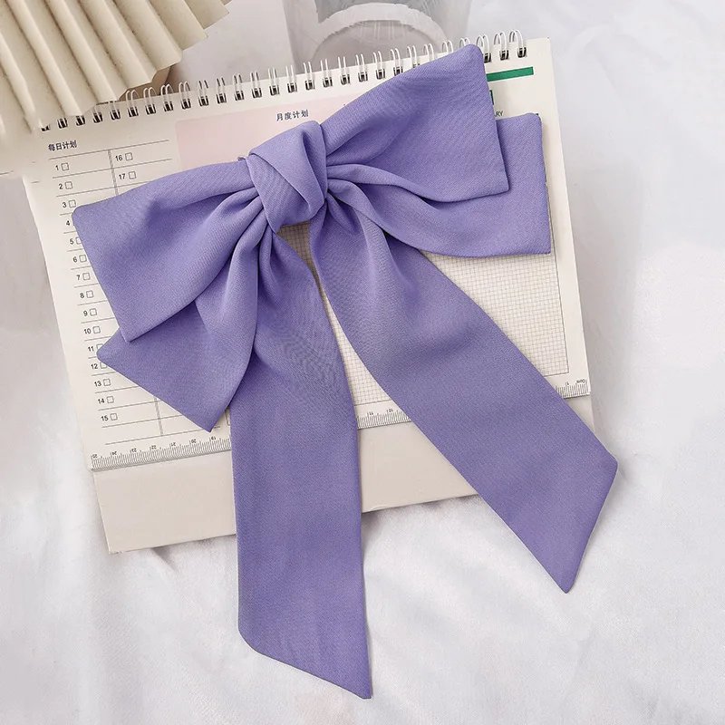 Spring New Fashion Purple Hairpins Big Barrette Bow For Woman  Streamer Korean Ponytail Spring Clip Headwear Hair Accessories