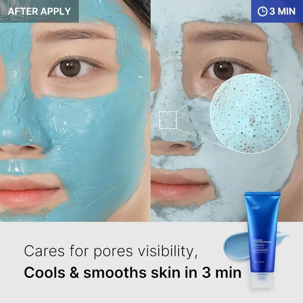 Máscara de barro coreana con espinillas de poros cero, con cepillo de gelatina, mascarilla refrescante para la piel, estiramiento de poros, mascarilla Facial de barro de secado rápido de 3 minutos