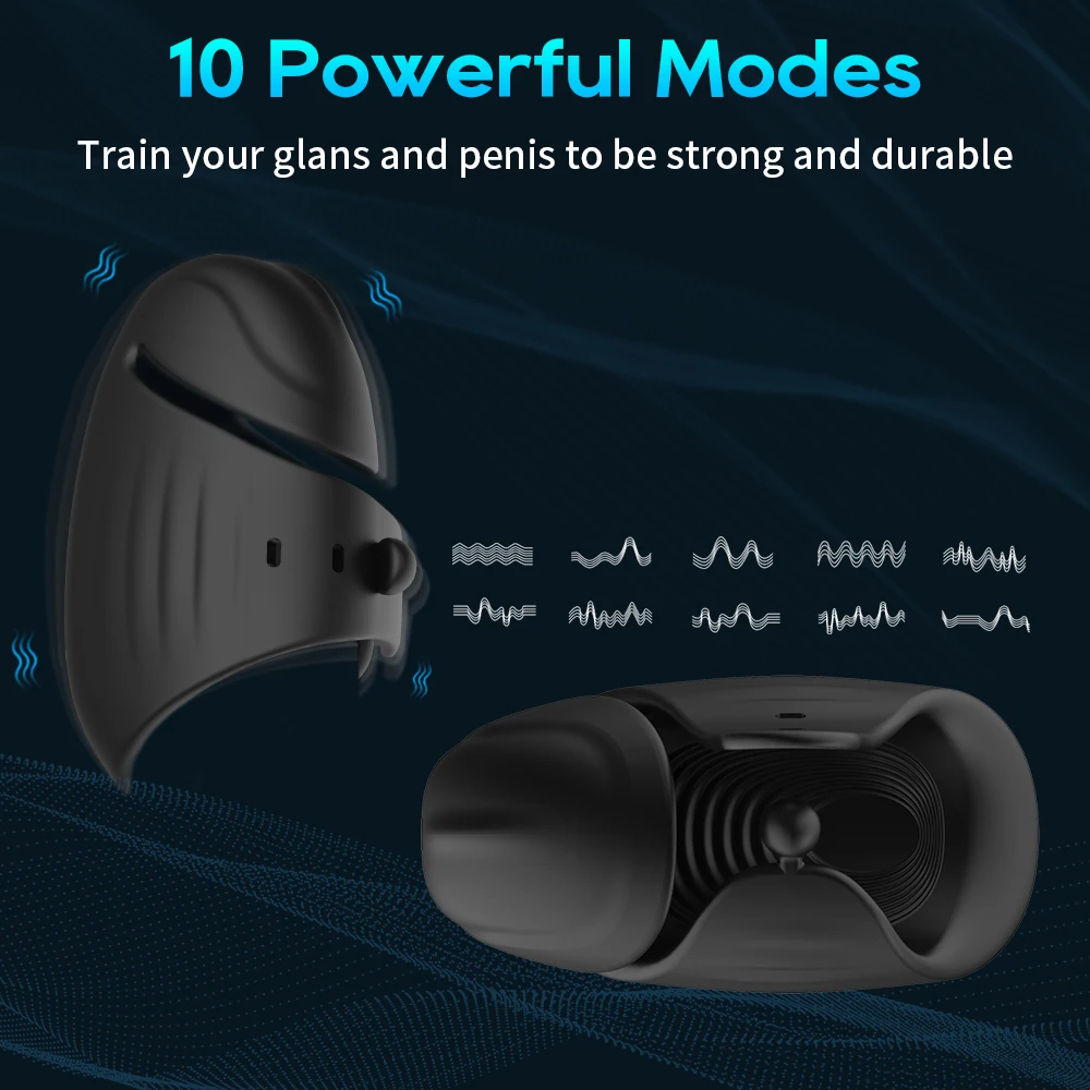 Adjustable Glans Vibrator For Men Glans Stimulator Penis Massage Delay Ejaculation Penis Trainer Male Masturbator Adult Sex Toys