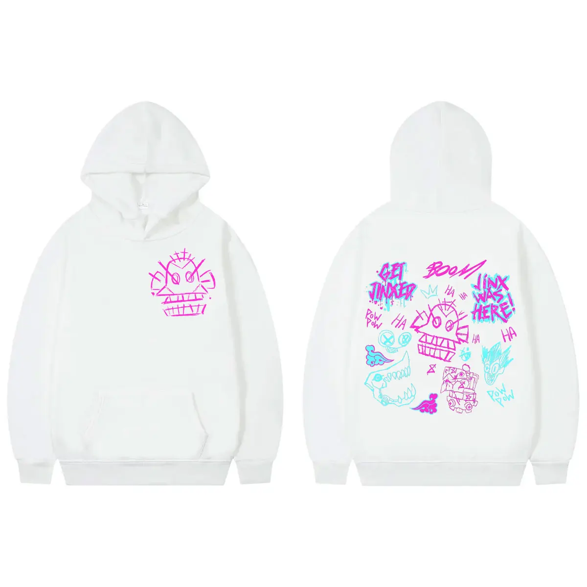 Hot Game Anime Jinx Graffiti Print Hoodie Harajuku Y2k Oversized Clothing Pullovers Men Women Fashion Casual Hooded Sweatshirts